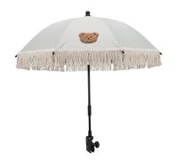 Chair Umbrella with Clamp, Portable Baby Stroller Sun Shade Adjustable Cute Bear Embroidery & Lace Stroller Umbrella for Outdoor Walk Clip on Chair