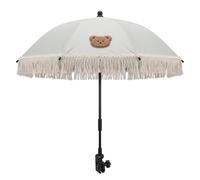 Chair Umbrella with Clamp, Portable Baby Stroller Sun Shade Adjustable Cute Bear Embroidery & Lace Stroller Umbrella for Outdoor Walk