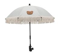 Chair Umbrella with Clamp, Portable Baby Stroller Sun Shade, Cute Bear Embroidery Lace Stroller Umbrella for Outdoor Walk