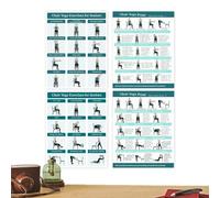 Chair Yoga - 4 Piece Pose Exercise Cards | Beginner Friendly Fitness Chair Yoga Wall Art Flexibility Balance Training Visual Workout Inspiration for Women, Men, Laminated or Cards