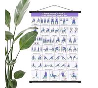 Chair Yoga Card, Foldable Wall Mount, Senior Exercise Poster with Illustrated Postures | Ideal Guide to Mobility Training Pilates Home Gym Living Room Elderly Over 60 Stretching Flexib