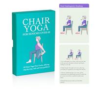 Chair Yoga Cards for Seniors Over 60, 53 Chair Yoga Pose with Step-by-Step Guides, Large Print Exercise Cards for Elderly, Gifts for Grandparents,Grandpa,Grandma,Get Well Gifts