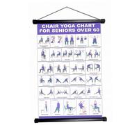 Chair Yoga Chart, 11.8x15.7" Water-resistant Chair Workout Chart Scroll | Water-resistant fabric, easy hanging, clear senior moves, for home & fitness spaces