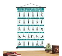 Chair Yoga Chart - 18x24 Inches Pilates Poster, Exercise Guide, Workout Chart | Stretching Manual For Fitness Mobility Training Home Gym Office Foldable Wall Mount & Multiple Poses Visual Aid