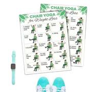 Chair Yoga Chart,30-Day Workout Poster, Chair Yoga Trainer Guide | for Mobility Balance Stretching for Home Fitness Indoor Senior Beginner