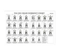 Chair Yoga Chart, 45x30cm Beginner Wall Exercise Poster, Gentle Seated Exercise & Wellness Charts For Adults Weight Loss, Seniors Chair Workouts, For Morning Working Fitness Bodybuilding Sports