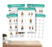 Chair Yoga Chart - Laminated Exercise Guide, 5 Piece30 Day Illustrated Routine with Step by Step Instructions For, Premium Cardstock Fitness Supplies for Home Gym Accessories with Easy Reference