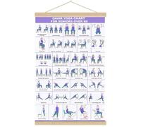 Chair Yoga Chart, Multiple Elderly Yoga Poses Poster, Large Easy-Read Layout, Foldable Chair Yoga for Seniors Wall Display, Fitness Wall Prints for Seniors Over 60, Ideal for Home Office Stretching