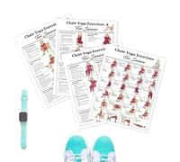 Chair Yoga Chart, Stretching Pose Cards Set, 10x8 Inch Fitness Wall Guide with Clear Movement Steps, Paper Exercise Poster Set, Mobility Training Visual Chart with Simple Design, Gym Use for Seniors