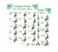 Chair Yoga - Easy Workout Charts, Gentle Exercise Guide Sheets | Illustrated Wellness Posters With Supportive Seated Routines, Balance And Mobility Enhancement Stretches For Daily Home Fitness
