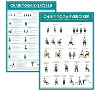 Chair Yoga Exercise Poster for Beginners & Seniors A3 | Double Sided Seated Yoga Chart with Instructions | Laminated Gentle Chair Exercises for Mobility Flexibility & Daily Movement