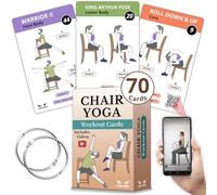 Chair Yoga for Seniors Over 60 - 70 Exercise Cards with Videos & Workout Plan - Includes 5-W hallenge, Ebook, Chart & 2 Rings for Easy Organization - Weight Loss Guide for Women & Men