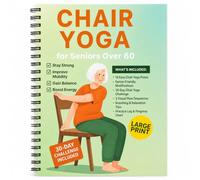 Chair Yoga for Seniors Over 60 Book & Chart, Chair Yoga Book with 30 Day Challenge Planes, Step-by-Step Exercise Books for Weight Loss & Toning, Seated Yoga Guide for Women, Men, Beginners, Seniors