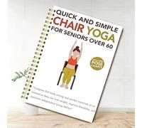 Chair Yoga for Seniors Over 60 Book, White Cover with Exercise Chart, Easy Poses for Weight Loss and Balance, Perfect for Elderly at Home