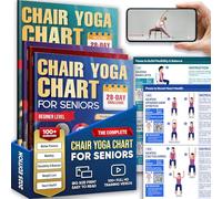 Chair Yoga for Seniors Over 60 Chart 4 Book Set - Chair Yoga Book with 102 Easy Chair Exercises for Seniors included Full HD Videos Instruction, Chair Yoga Chart for Seniors for Balance & Weight Loss