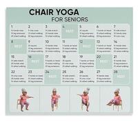 Chair Yoga Poses For Seniors Easy Canvas Poster Morning Stretch Routine Flexibility Training Wall Decor Living Room Bedroom Home Office(Framed,16x24inch(40x60cm))