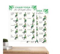 Chair Yoga Poster - 30-Day Exercise Charts Poster | Personal Trainer Chair Yoga Guide | for Mobility Balance Stretching for Home Fitness Indoor Senior Beginner