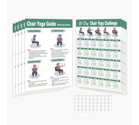 Chair Yoga Poster for Seniors & Beginners - Set of 5 Illustrated Guides & 5 30-Day Challenges, Laminated Gentle Seated Exercise Charts for Mobility, Balance, Flexibility, Stretching & Home Fitness