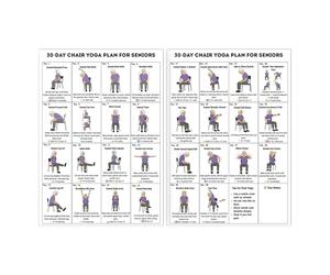Chair Yoga Poster, Senior Fitness Chart, Seated Exercise Guide, Gentle Mobility Routine, Wall Workout Reference for Bedroom Apartment Dormitory Home Office Gym Living Room Yoga Practice 7.99x10 inches