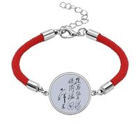 Chairman Mao Calligraphy Sketch China Lucky Red String Bracelet Rope Bracelet Handmade