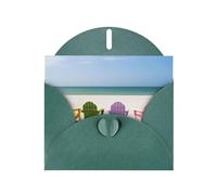 Chairs Beside The Blue Sea Sky Dark Green prints Greeting Cards 6x4-inch with Envelope | Perfect for writing greetings and thank-you notes