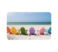 Chairs Beside The Blue Sea Sky Diatomaceous Earth Shower Mat, Non-Slip Super Absorbent Quick Drying Bathroom Floor Mat