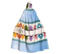 Chairs Beside The Blue Sea Sky Patterned adult hooded cape, stage costume, holiday party and cosplay costume
