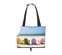 Chairs Beside The Blue Sea Sky Patterned pet shoulder bag 26 * 34cm lightweight breathable travel pet bag weekend pet travel set