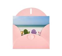 Chairs Beside The Blue Sea Sky Pink prints Greeting Cards 6x4-inch with Envelope | Perfect for writing greetings and thank-you notes