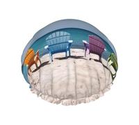 Chairs Beside The Blue Sea Sky Shower Cap Double Layers Waterproof Bath Shower Hat Reusable Elastic Hair Cap for Women Ladies Men