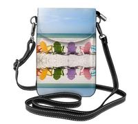 Chairs Beside The Blue Sea Sky Small Crossbody Bags For Women Lightweight Vegan Leather Cell Phone Purse Wallet Handbags