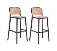 Chairs, Breakfast High Stools with Backrest, Breathable Counter Stool Black/White for Bar, Kitchen Island (Black 75CM)