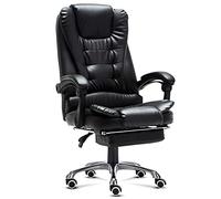 Chairs Ergonomic Executive Office Chair PU Leather Swivel Desk Chair Adjustable Height High-Back Reclining Chair with Padded Armrest and Footrest Black(