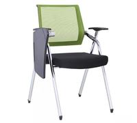 Chairs Training Chair With Breathable Mesh Backrest Conference Staff Chair Reception Chair With Armrests With Writing Pad Folding Storage (Color : Green, Size : 49 * 59 * 87cm)