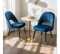 chairus Set of 2 Dining Chairs Velvet Kitchen Corner Chairs with Metal Legs, Blue
