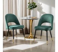 chairus Set of 2 Dining Chairs Velvet Kitchen Corner Chairs with Metal Legs, Green