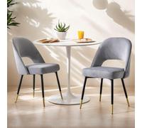 chairus Set of 2 Dining Chairs Velvet Kitchen Corner Chairs with Metal Legs, Grey