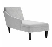 Chaise Longue Cloud Grey with Cushion and Right Armrest, Fabric Cover, 145 x 56 x 70 cm, Ergonomically Padded, Recliner for Living Room, Bedroom and Office, Comfortable and Versatile