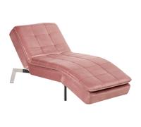 Beliani Velvet Chaise Lounge Pink Loiret, Pink