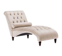 Beliani Velvet Chaise Lounge Beige Muret