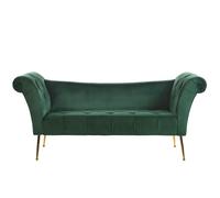 Beliani Velvet Chaise Lounge Green Nantilly, Green