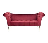 Beliani Velvet Chaise Lounge Dark Red Nantilly, Red
