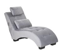 Beliani Velvet Chaise Lounge With Bluetooth Speaker Usb Port Grey Simorre, Grey