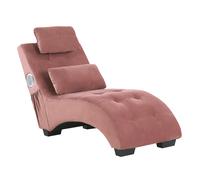Chaise Longue SIMORRE Velvet Pastel Pink with Built-In Bluetooth Speaker