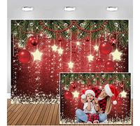 CHAIYA 7x5ft Christmas Red Background Winter Snowflake New Year's Eve Photography Family Party Shining Stars Background Red Happy Background Baby Shower Decoration Photo Studio Road CY128