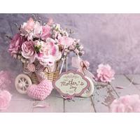 CHAIYA 7X5FT Mother's Day Backdrop Retro Background Rose Flowers Backdrop Mother Day Party Decoration Mother's Day Party Banner Photoshoot Studio Props CY352