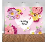 CHAIYA 8X6ft Mother's Day Pink Flower Love Backdrop Background Festival Party Decoration Activity Gift Banner Photo Booth Photo Props CY-149