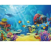 CHAIYA Under The Sea Backdrop Ocean Little Mermaid Backdrop Background for Under The Sea Theme Baby Shower Photo Booth Banner Party Cake Table Decoration 10x8ft Vinyl Yellow