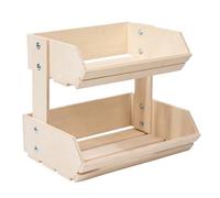 CHAKAE 2 Layer Wood Fruit Bowl Holder And Bread Basket Display Shelves Ideal For Storing Fruits Vegetables Snacks In Kitchen Wooden Fruit Bowl