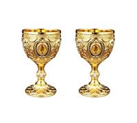CHAKAE 2Pcs 30ml Wine Glasses Vintage Medieval Goblet Drinking Glass Drinking Cup Communions Party Household Dining Gift Drink Cup Metal Wine Glass Decoration